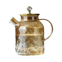 Chaleira De Vidro Borossilicato Âmbar 1/1.8L Resistente a Altas Temperaturas Com Tampa E Filtro Da