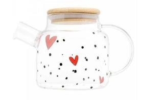Chaleira de Vidro Borossilicato com Tampa de Bambu Heart 600ml - Wolff Chaleira de Vidro Borossilicato com Tampa de Bambu Heart 600ml - Wolff