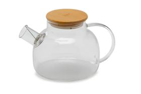 Chaleira De Vidro Borossolicato Com Tampa De Bambu 1,2 Litros