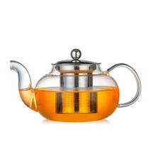 Chaleira De Vidro Bule 600ml Infusor Inox Chá Café Cozinha Cor Cinza Claro