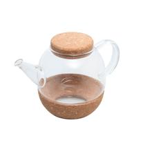 Chaleira de vidro com base antiderrapante e tampa em rolha 800ml