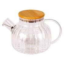 Chaleira de Vidro com Coador Inox Tampa de Bambu 1 Litro Chaleira de Vidro com Coador Inox Tampa de Bambu 1 Litro