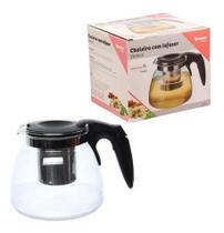 Chaleira de Vidro com Infusor Chá Café Bule 1litro Aço Inox