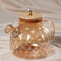 Chaleira de Vidro com Infusor de Chá e Tampa de Bambu 1L e 1,8L Bule para Chá e Café