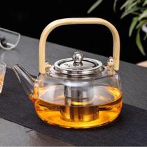 Chaleira De Vidro Com Infusor Inox E Alça De Madeira 1 Litro Luxo