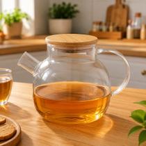 Chaleira de Vidro com Tampa de Bambu 1 Litro