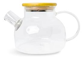 Chaleira De Vidro Com Tampa De Bambu Jarra Bule Infusor 1l Lehavi