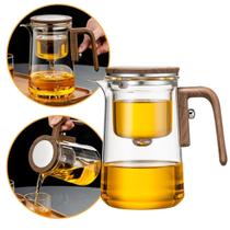 Chaleira de Vidro e Cabo de Madeira Com Infusor 800ml