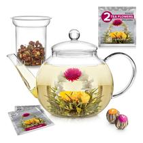 Chaleira de Vidro Teabloom Celebration com Infusor Removível