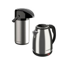 Chaleira Elétrica 110V + Garrafa Térmica Café Chá 0,6l Inox