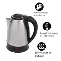 Chaleira Elétrica Be Smart 1,8 Litros Inox 1500 Watts Chá Café Leite Quente 127V