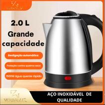 Chaleira Elétrica de Aço Inox de vidro, 2.0L, 220V, Ferve Água Rápido com Tampa e luz Chaleira Elétrica de Aço Inox de vidro, 2.0L, 220V, Ferve Água Rápido com Tampa e luz