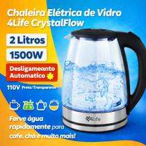 Chaleira Elétrica de Vidro 4Life CrystalFlow 2L 1500W 110V com Desligamento Automático Preta/Transparente Chaleira Elétrica de Vidro 4Life CrystalFlow 2L 1500W 110V com Desligamento Automático Preta/Transparente