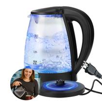 Chaleira Elétrica de Vidro com Iluminação Azul 1.8 Litros Potente Desligamento Automático Resistente