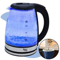 Chaleira Elétrica de Vidro Cristal 1,8 Litros Transparente Inox Jarra Portátil para Esquentar Água Chimarrão Chá Café Ferve e Aquece em Minutos