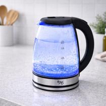 Chaleira Elétrica de Vidro Cristal 1,8 Litros Transparente Inox Jarra Portátil para Esquentar Água Chimarrão Chá Café Ferve e Aquece em Minutos