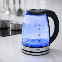 Chaleira Elétrica De Vidro Cristal Esquentar Água Chimarrão Jarra Garrafa Portátil Transparente Inox Ferve Aquece em Minutos 1,8 Litros A5