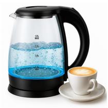 Chaleira Elétrica de Vidro Temperado 1,8L com Tampa Pull-Up Fácil Chaleira Elétrica de Vidro Temperado 1,8L com Tampa Pull-Up Fácil