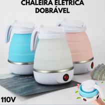 Chaleira Eletrica Dobravel Silicone 600ml Portatil Chá Café Água Quente 110V