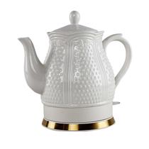 Chaleira Elétrica em Porcelana Elegance Branco Decorada 127V 1,5 Litro