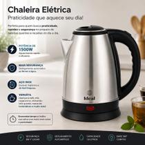 Chaleira Elétrica Inox 1.8L Jarra Água Quente Rápida 1500W 220V Desligamento Automático Para Café Chá Chimarrão Escritório.