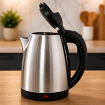 Chaleira Elétrica Inox 1,8L 127V Desligamento Automático Ferve Água Café Chá Aquecedor Água Rápido Base Removível Segurança