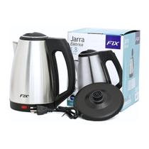 Chaleira Elétrica Inox 1,8L 127V Jarra Bule Automática Base 360º p/ Cozinha Dia das Mães Aniversário Água Café Chá Chimarrão - FIX