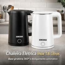 Chaleira Elétrica Inox Jarra Design 1,6L 1000W 110V ou 220V Branca ou Preta com Desligamento Automático