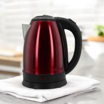 Chaleira Elétrica Inox Vermelha 1,8L 220V: Ferve Rápido e Desliga Sozinha!
