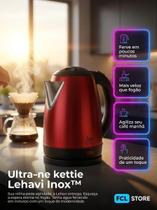 Chaleira Elétrica Inox Vermnalha Lehavi 1,8L 127V Ferve Agua Cha Café Chaleira Elétrica Inox Vermnalha Lehavi 1,8L 127V Ferve Agua Cha Café