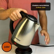 Chaleira Elétrica Jarra Inox 2 Litros 220V Água Café Chá Rápida Moderna Resistente Durável Compacta Elegante Prática Cozinha Fácil Uso Higiene