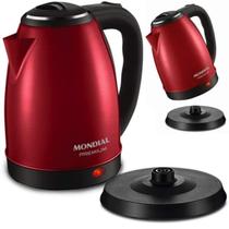 Chaleira Elétrica Mondial Vermelha inox Jarra 2L embulidor Ferve Água P/ Chá Chimarrão e muito mais