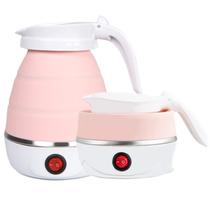 Chaleira Elétrica Portátil Dobrável - Resistente e Rosa