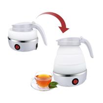 Chaleira Elétrica Portátil Retrátil 600ml Dobrável em Silicone com Desligamento Automático