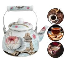 Chaleira Esmaltada 2.5 Litros Charm Sem Apito Fogão Indução Bule Grande Decorativa Porquinho Bico Pescoço de Ganso Inox A5