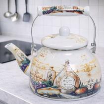 Chaleira Esmaltada 2.5 Litros Charm Sem Apito Fogão Indução Grande Decorativa Bule Porquinho Bico Pescoço de Ganso Inox