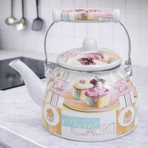 Chaleira Esmaltada 2.5 Litros Charm Sem Apito Fogão Indução Grande Decorativa Bule Porquinho Bico Pescoço de Ganso Inox