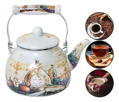 Chaleira Esmaltada 2.5 Litros Charm Sem Apito Fogão Indução Grande Decorativa Bule Porquinho Bico Pescoço de Ganso Inox - Paris Chaleira Esmaltada 2.5 Litros Charm Sem Apito Fogão Indução Grande Decorativa Bule Porquinho Bico Pescoço de Ganso Inox - Paris