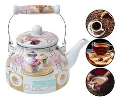 Chaleira Esmaltada 2.5 Litros Charm Sem Apito Fogão Indução Grande Decorativa Bule Porquinho Bico Pescoço de Ganso Inox - Paris Chaleira Esmaltada 2.5 Litros Charm Sem Apito Fogão Indução Grande Decorativa Bule Porquinho Bico Pescoço de Ganso Inox - Paris