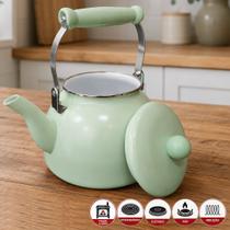 Chaleira Esmaltada Charm Jade Para Todos Fogões Vintage 2,5L Chaleira Esmaltada Charm Jade Para Todos Fogões Vintage 2,5L