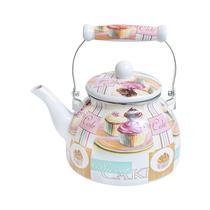 Chaleira Esmaltada De Ferro CupCake Rosa Cabo Em Porcelana 2,5 Litros Com Indução - A5