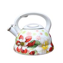 Chaleira Esmaltada Estampada Flores Com Apito 3L Diversas Chaleira Esmaltada Estampada Flores Com Apito 3L Diversas