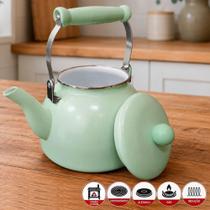 Chaleira Esmaltada Jade para Aquecer Água Aço Ferro Vintage Verde Charm 2,5L Chaleira Esmaltada Jade para Aquecer Água Aço Ferro Vintage Verde Charm 2,5L