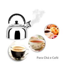 Chaleira Espelhada Com Apito 2 Litros Café Chá Em Aço Inox