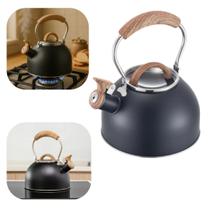 Chaleira Indução Inox 2L Todos Fogoes Cor Preto Com Apito Rustico Mta Premium