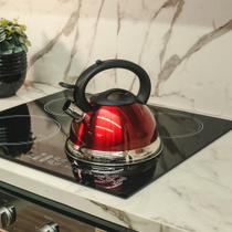 Chaleira Inox 3 Litros com Apito e Fundo Duplo para Fogão de Indução - Vermelha