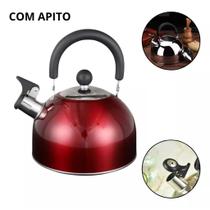 Chaleira inox apito 2,5l clink segura prática resistente cabo móvel fogão indução gás elétrico Chaleira inox apito 2,5l clink segura prática resistente cabo móvel fogão indução gás elétrico
