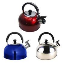 Chaleira Inox com Apito 2L Bule com Alça Térmica para Chá, Café e Água Quente no Fogão Cor:VermelhoTamanho:U