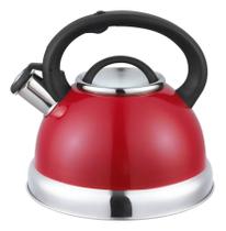 Chaleira Inox Com Apito 3l Fogão Gás Vitrocerâmico Vermelho Chaleira Inox Com Apito 3l Fogão Gás Vitrocerâmico Vermelho