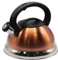 Chaleira Inox Gold 3 Litros Dourada Fundo Duplo C/ Apito C/ Indução - A5